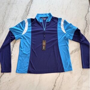 Jack Smith Mens 2XL Blue Colorblock Quarter Zip Long Sleeve Athletic Top NWT